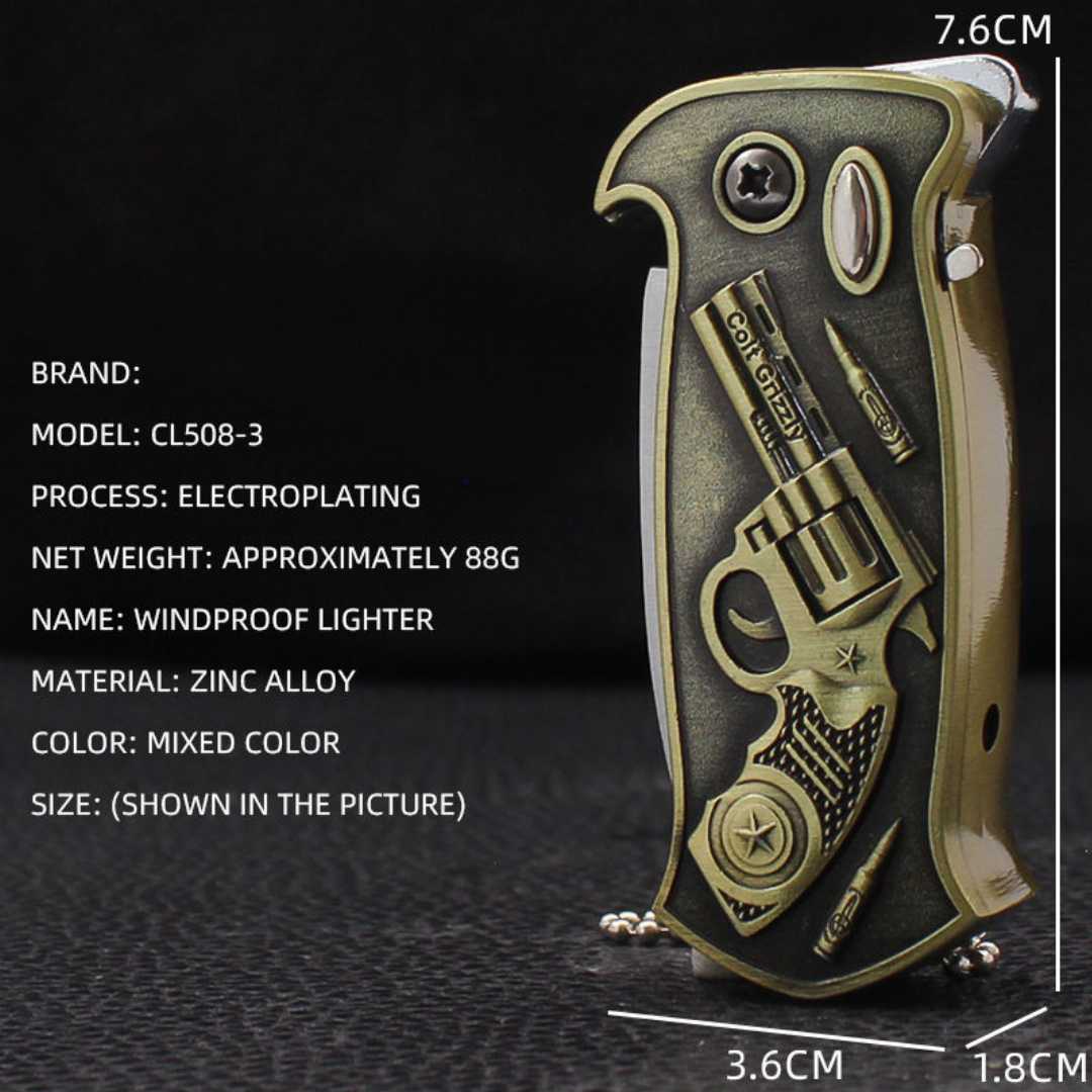 Modern Metal Windproof Jet Flame Lighter Outdoor Camping Folding Knife